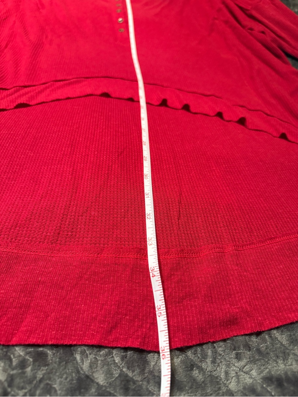 Free People Raspberry High-Low Waffle Henley Tunic - Picture 11 of 11